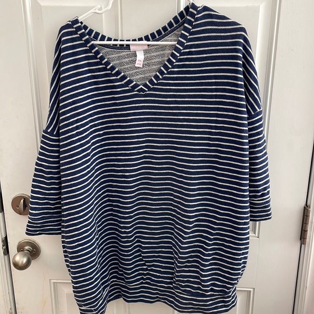 3/4 sleeve striped sweatshirt maternity